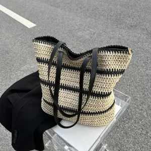 Vintage Straw Rattan Woven Bags Handmade Summer Beach Bags Ladies Large Capacity Shoulder Bag Bohemia Travel Handbags Totes sac