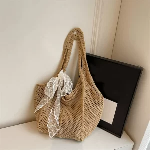 Casual Commuting Tote Bag Large Capacity Hand Woven Women Shoulder Bag Summer Lazy Style Vacation Beach Bag